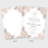 Invitation Croix d'or rose Floral Croix de la première commun