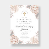 Invitation Croix d'or rose Floral Croix de la première commun