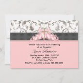 Invitation Croix d'or rose Noir Filles Christening rose (Dos)