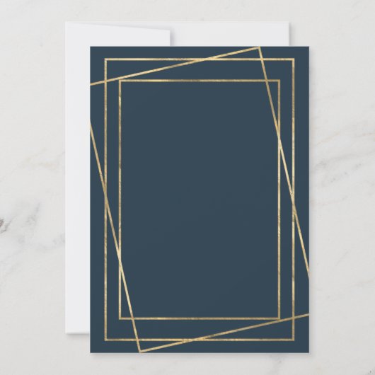 Invitation Croix d'or Script moderne Marine Bleu Garçon Baptê (Dos)
