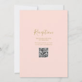 Invitation Croix dorée baptême baptême code QR rose blush (Dos)