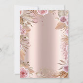Invitation Croix dorée Herbe des Pampas Fleurs Boho Baptême (Dos)