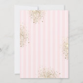 Invitation Croix dorée poussière de diamant rayures roses bap (Dos)