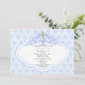 Invitation Croix douce Bébé Baptême Inversion (Debout devant)