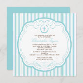 Invitation Croix Douce Bébé ou Baptême de garçon (Devant / Derrière)