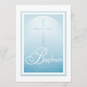 Invitation Croix du Baptême en bleu