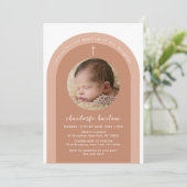 Invitation Croix du Boho neutre genre Baptême photo (Debout devant)