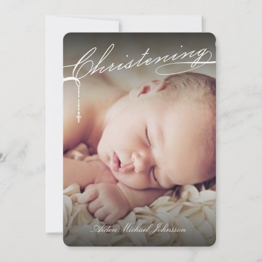 Invitation Croix du Christ par script blanc Photo religieuse (Devant)