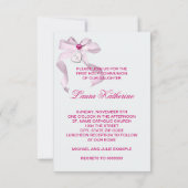 Invitation Croix du coeur rose Filles Première communion rose (Dos)