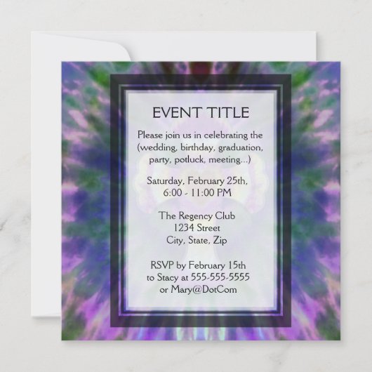 Invitation Croix du Tee avec Centre du Coeur en bleu violet (Devant)