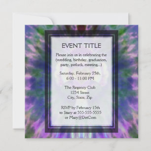 Invitation Croix du Tee avec Centre du Coeur en bleu violet