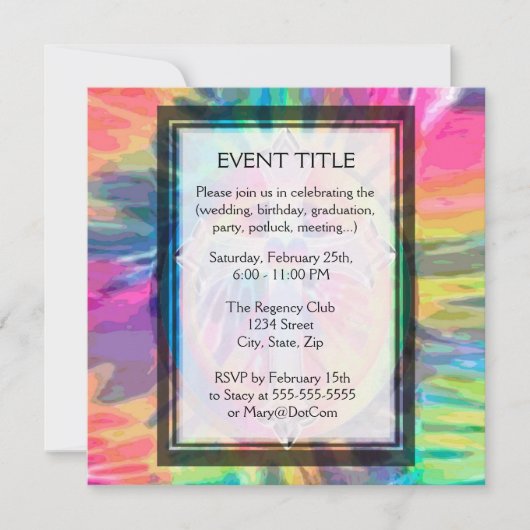 Invitation Croix du Tee Dye avec coeur au centre (Devant)