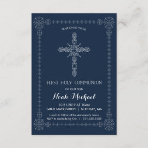 Invitation Croix élégante de la première communion