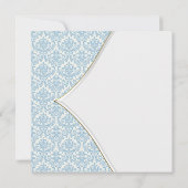 Invitation Croix en damas bleu pour baptême de garçon (Dos)