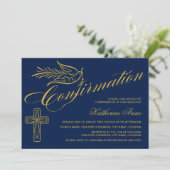 Invitation Croix et colombe de confirmation en calligraphie d (Debout devant)