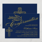 Invitation Croix et colombe de confirmation en calligraphie d (Devant / Derrière)