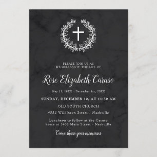 Invitation Croix et guirlande - célébration de la vie