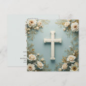 Invitation Croix et Roses blanches (Devant / Derrière)