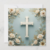 Invitation Croix et Roses blanches (Devant)