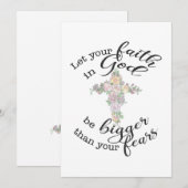 Invitation Croix florale avec citation chrétienne obtenir car (Devant / Derrière)