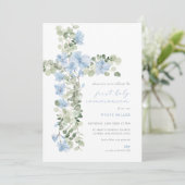 Invitation Croix Florale Bleue Garçon Première Sainte Communi (Debout devant)