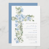 Invitation Croix Florale Bleue Garçon Première Sainte Communi (Devant / Derrière)