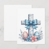 Invitation Croix Florale Coquette Jésus Religion Chrétienne (Devant / Derrière)