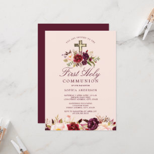 Invitation Croix florale de Bourgogne pour la première commun