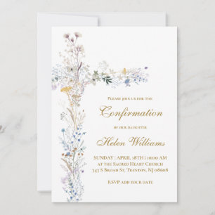 Invitation Croix florale de confirmation