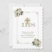 Invitation Croix florale de la Sainte Communion catholique (Devant)