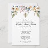 Invitation Croix florale de la Sainte Communion catholique tr (Dos)
