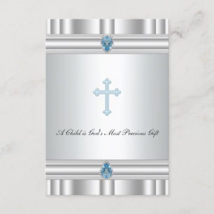 Invitation Croix grise et bleue