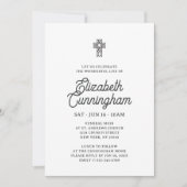 Invitation Croix mémorielle funéraire simple ornée moderne (Devant)