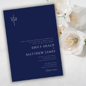 Invitation Croix Monogrammique Chrétienne Minimaliste Moderne