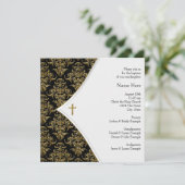 Invitation Croix noire et dorée pour baptême (Debout devant)