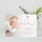 Invitation Croix Parties scintillant or photo moderne Christi (Debout devant)