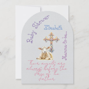 Invitation Croix Pastel Agneau Mauve Christian Grey Féminin