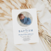 Invitation Croix Religieuse Bleue 1 Photo Boy Baptême