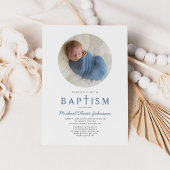 Invitation Croix Religieuse Bleue 1 Photo Boy Baptême