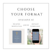 Invitation Croix religieuse bleue poussiéreuse Garçon Premièr