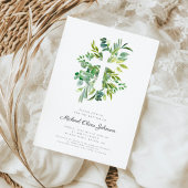 Invitation Croix religieuse botanique moderne Baptême