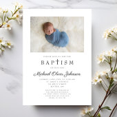 Invitation Croix religieuse Boy Photo Baptême