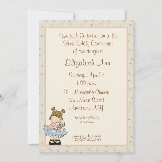 Invitation Croix religieuse des filles (Devant)