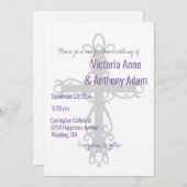 Invitation Croix religieuse Élégant chrétien violet Mariage (Devant / Derrière)