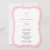 Invitation Croix religieuse moderne, rose (Devant)