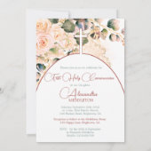 Invitation Croix religieuse rose Rose de la Sainte Communion (Dos)
