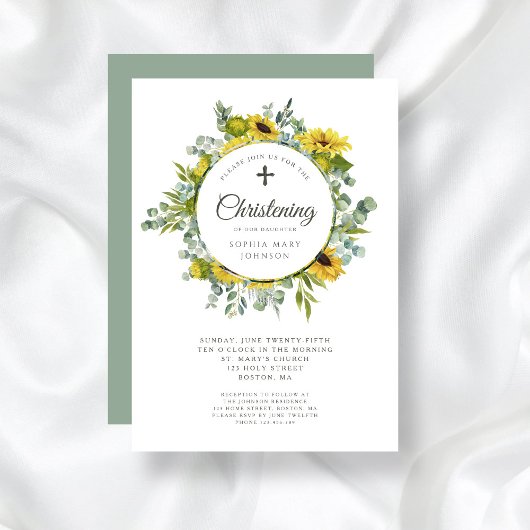 Invitation Croix religieuse Tournesol Frissons