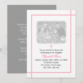 Invitation Croix rose (Devant / Derrière)