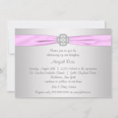 Invitation Croix rose Baby Girl Baptism Christening (Dos)