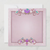 Invitation Croix rose Damask Filles Première communion rose (Dos)